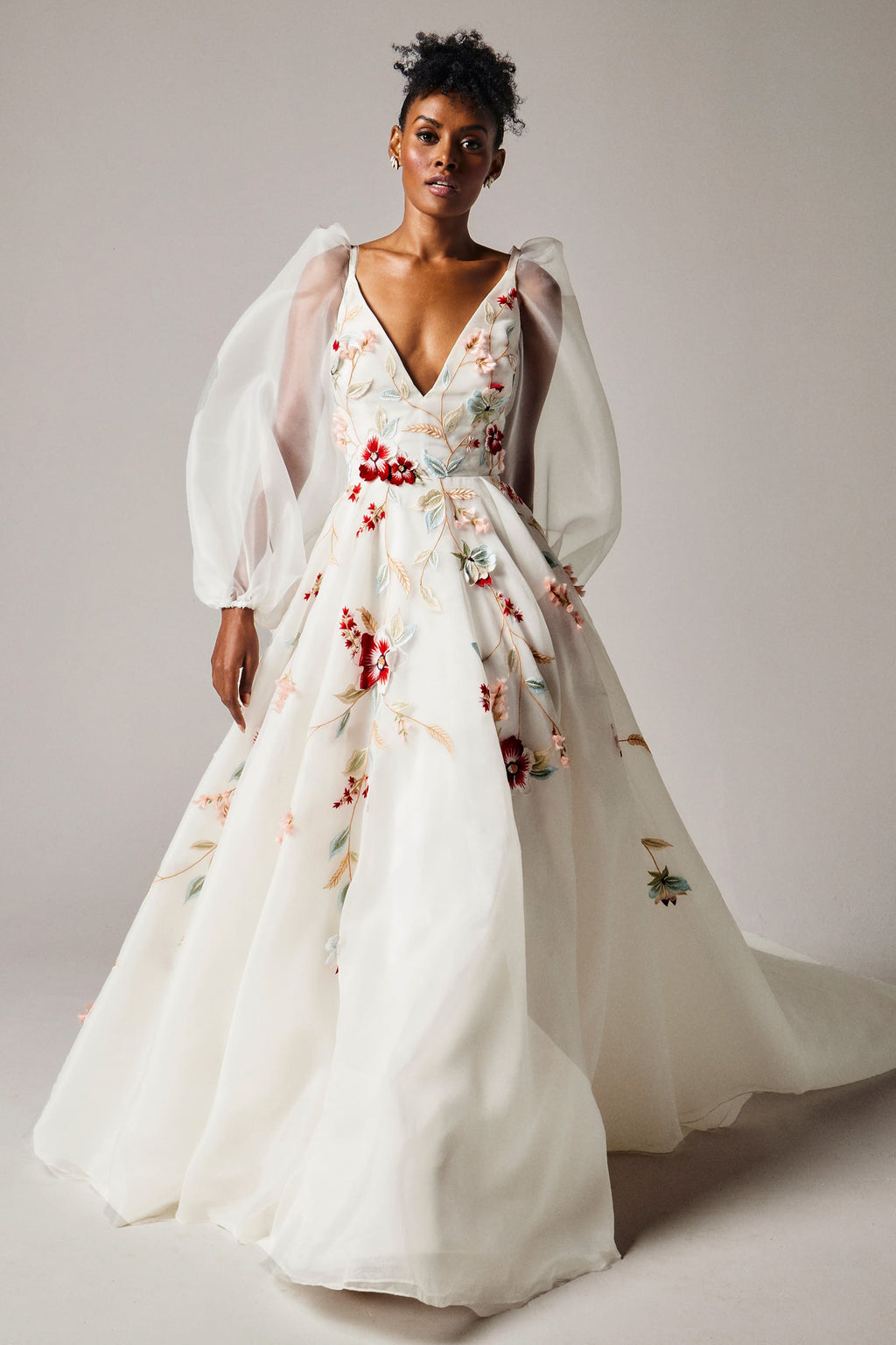 flower embroidered wedding dress